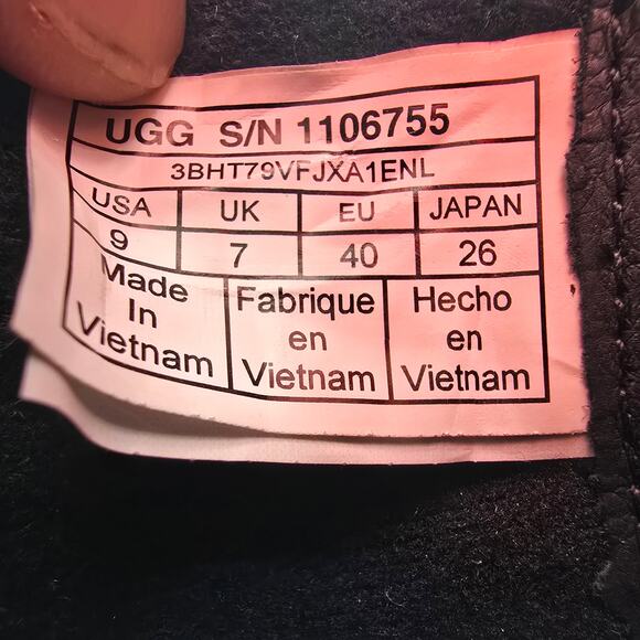 UGG Arleta Black Waterproof Leather WOOL Lining Wedge Boots Women US9 Buckle - Picture 7 of 8